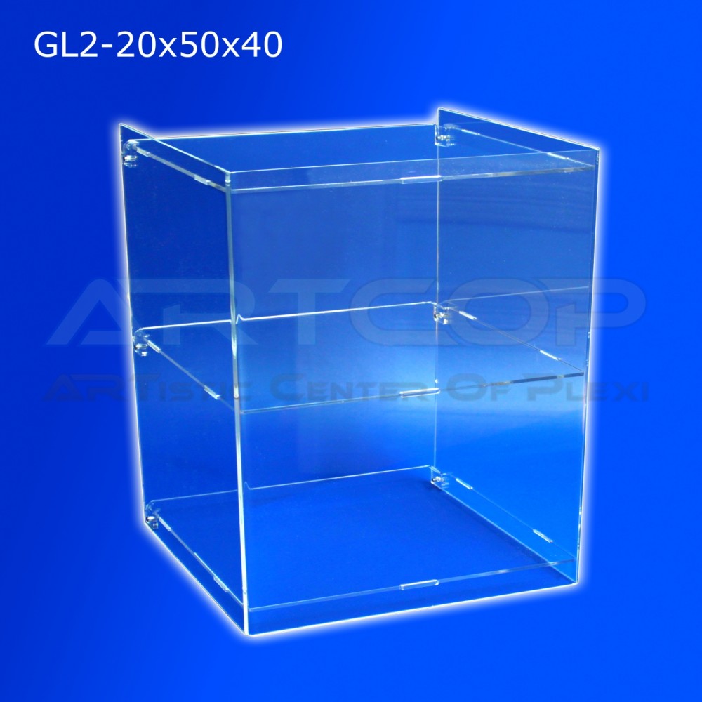 Countertop Display Case 20x50x40cm GL2, Clear 3mm Plexiglass