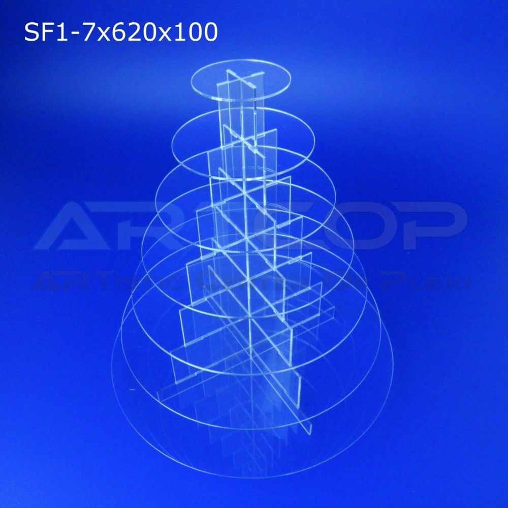 Fountain CIRCLE 620x100 with 7 tops 67cm high made of clear plexiglass