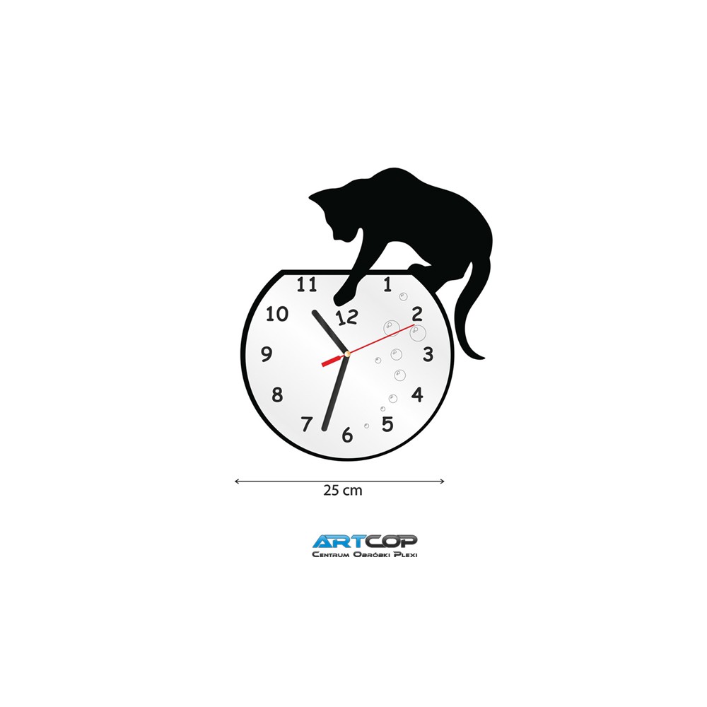 Zegar ścienny - ŁOWIĄCY kot