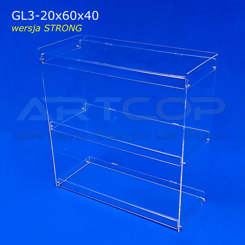 Plexiglass Display Cabinet, 20x60x40cm GL3 (Strong) - 3mm Clear Plexiglass