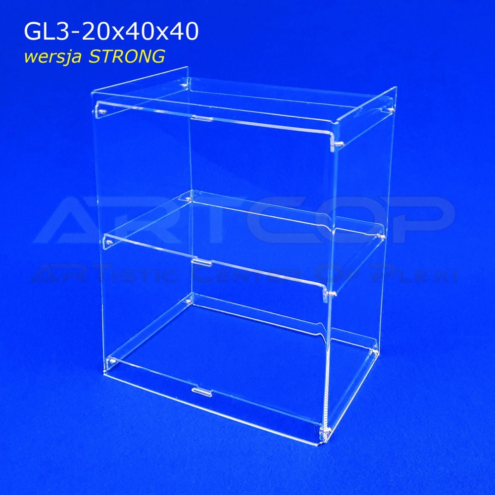 Plexiglass Display Cabinet, 20x40x40cm GL3 (Strong) - 3mm Clear Plexiglass