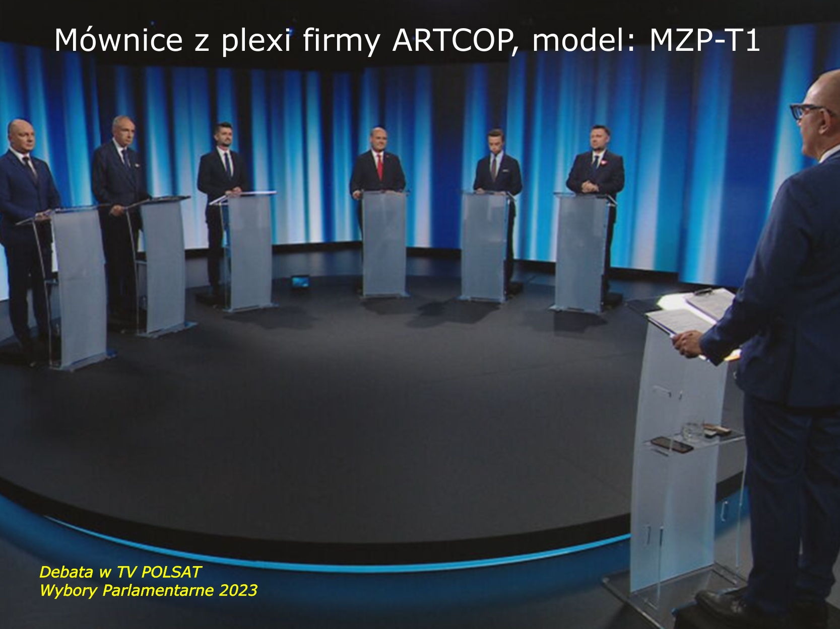 mównica z plexi firmy ARTCOP - debata Polsat