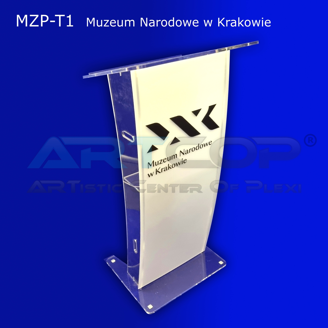 MZP-T1 mównica z plexi od firmy ARTCOP dla Muzeum Narodowe w Krakowie